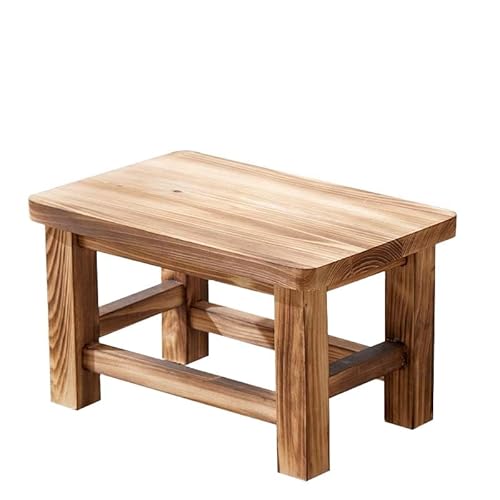 JIHYECOU 椅子 木製 低い スツール 四角 30x20x18cm 子供用 ヒノキ 腰掛け 玄関 足置き台 フットレスト 小さい台 フラワースタンド 花台 室内 組立簡単 ミニスツール ウッドスツール (オーク)
