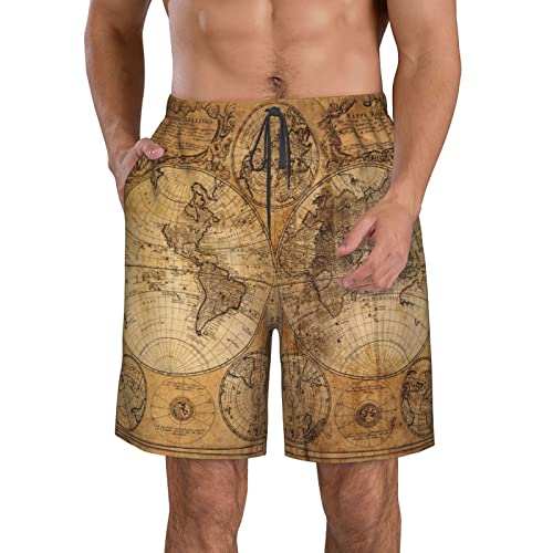 Men's World Map Shorts Casual Lightweight Summer Beach Shorts - Main Image