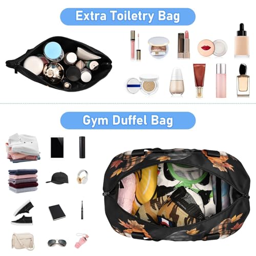 Pumpkin Fall Black Travel Duffel Bag for Women Men Gym Bag with Shoe Compartment Wet Pocket Carry On Weekender Overnight Bags for Hospital Gym Travel4