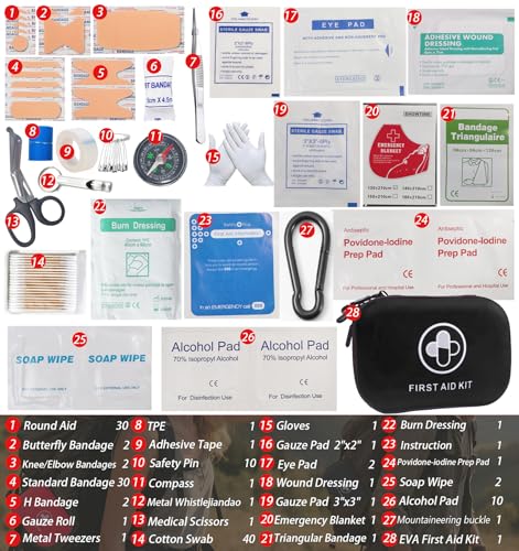 Image of First Aid Kit 152 Piece Waterproof Hard Shell Portable Medical Kit, Black | Waterproof Hard Shell Portable IFAK Emergency Kits for Home, Camping, Hiking, Sports, Office, Travel, Outdoor