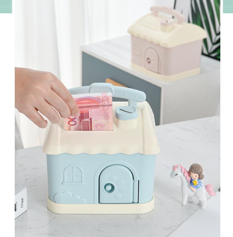 Image of Money Saving Bank with Coin Slot / /Creative Cartoon Design Money Bank / /Plastic Piggy Bank for Boys & Girls (Pack of 1) (House Piggy Bank-Pink)