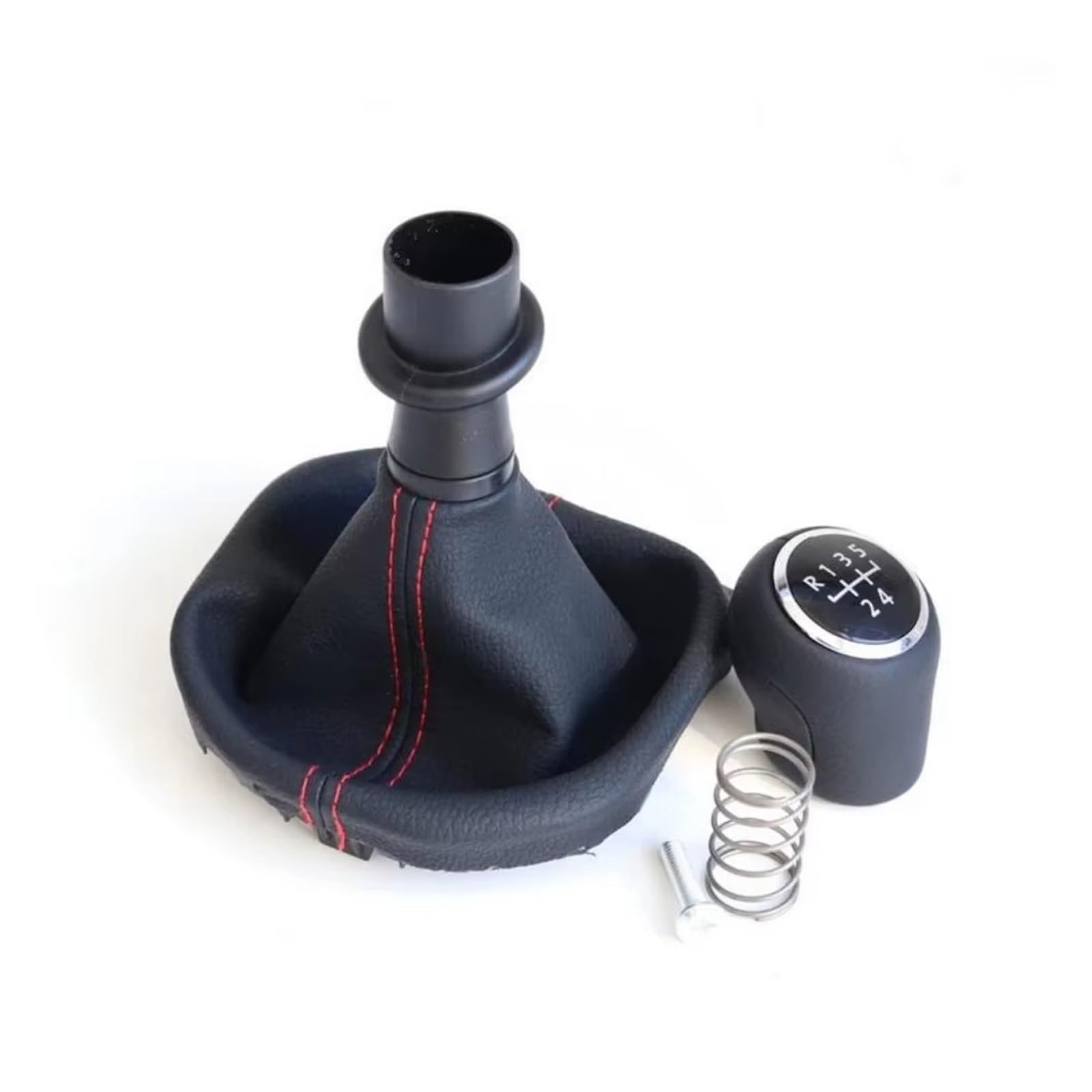 KOEHXJ Shift Gear Knob Cover for VW for T6 for T7 for Transporter for Multivan for Caravelle 2016-2020 Gear Shift Knob Shifter Lever Gaiter Boot Case(Red line 5speed)