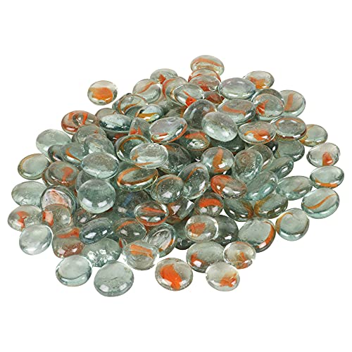 Image of Color Stone Decorative Shiny Glossy Flower Glass Pebbles for Vase Fillers Plant Pots Home Table Garden & Outdoor Decoration (Orange Leaf 5Kg)