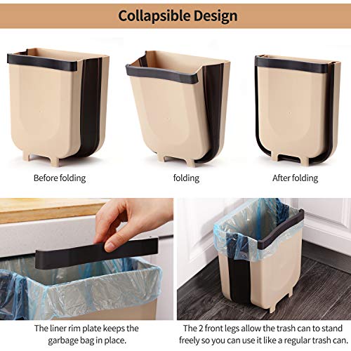 Caneca colapsable para basura de 9L para cocina y baño miniatura 3