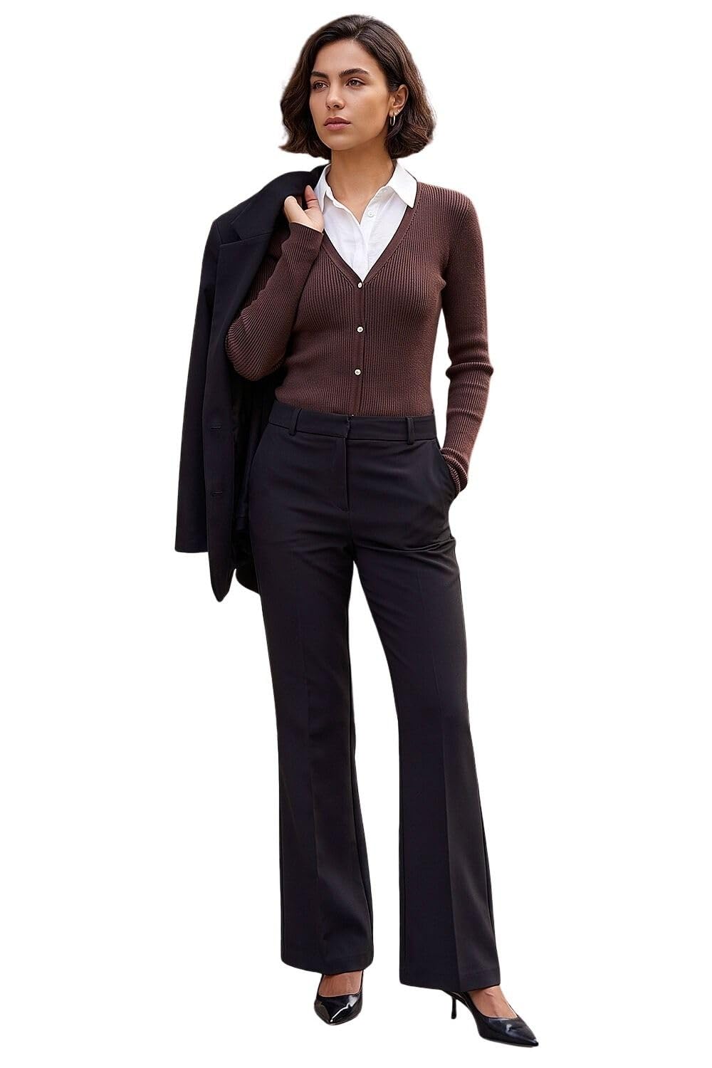 Roman Women's Long Bootcut Stretch Trousers in Black | Size: 8