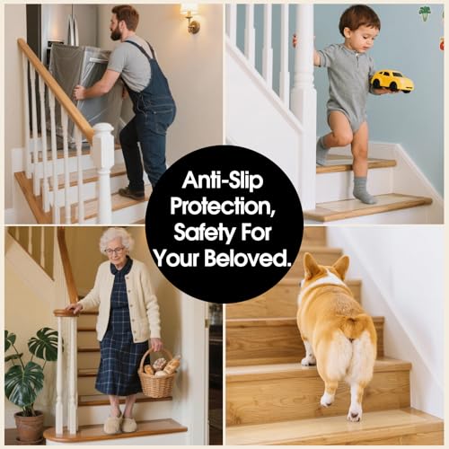 DEKEones Antirutsch Treppe, 15 Stück 60CM x 10CM Selbstklebende Transparente Stufenmatten, Wasserdicht Antirutsch Treppenstufen für Kinder Ältere und Hunde