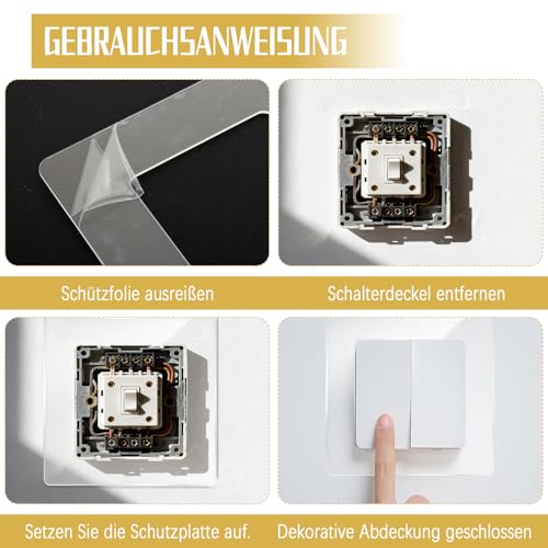 24 Stück Lichtschalter Schutz (1,5mm Extra Dickes Acryl) - Transparenter Wandschutz gegen Fingerabdrücke, Tapetenschutz für Standard Steckdosen (18x Einfach + 6x Zweifach) - Waschbare Steckdosenblende