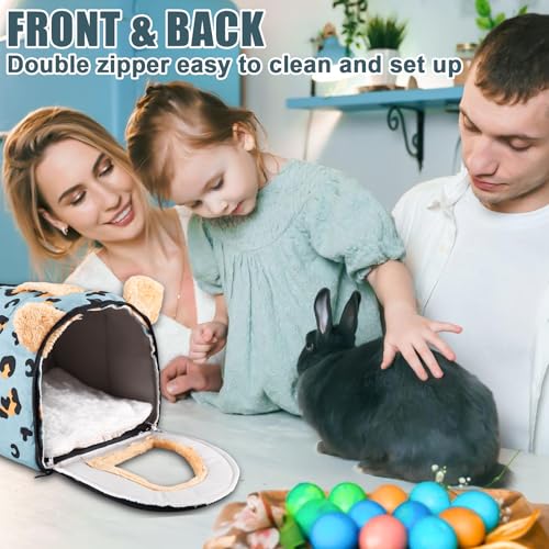 GBKDQQ Meerschweinchen Bett, Kuschelhöhle mit Abnehmbarem Kissen, Kaninchen Bett, Winter Meerschweinchen Kuschelhöhle, Käfige, Höhlen & Schlafplätze für Kleintiere Chinchilla Kaninchen (Blau)