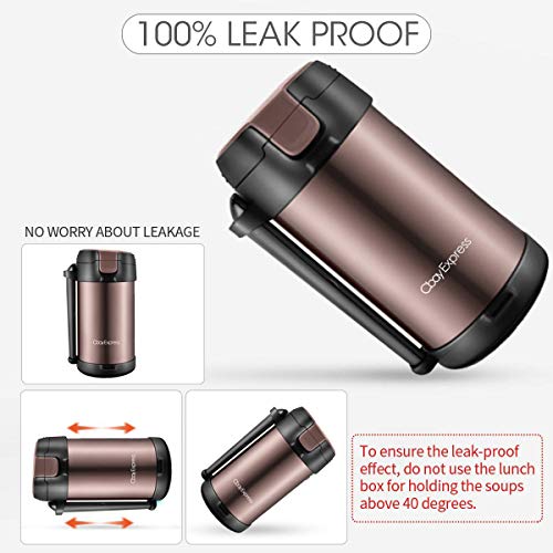 3 Piece Insulated Lunch Box | Double Wall Stainless Steel Cooler | On-The-Go Shoulder Strap Perfect For Kids School, Camping & Beach | Easy To Clean #TOP6