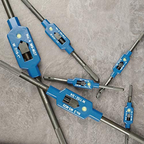 GSR Stahl-Windeisen mit Zentrierauge | Gr. 2 (M4–M12) | Verstellbarer Gewindebohrer-Halter mit Vierkantaufnahme | Aus Edelstahl | Brünierte Griffe | Werkzeughalter für Handgewindeschneider