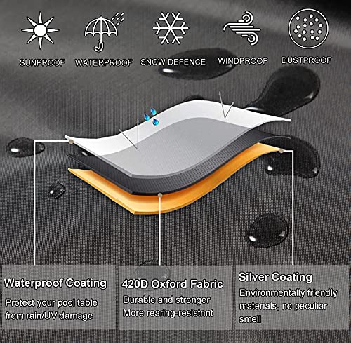 Womaco 7 8 9 Ft Pool Table Covers, Full Protection Waterproof Billiard Cover Polyester Fabric For Snooker Billiard Table (Black, 7 Ft) #TOP6