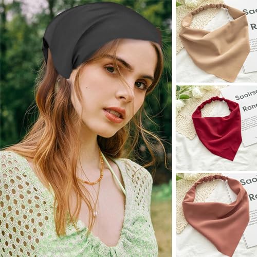 Image of Bandanas For Women, Boho Triangle Headbands, Floral Bandanas Headscarf Chiffon Hairbands Elastic Hair Scarf Boho Headbands Hair Accessories For Women Girls