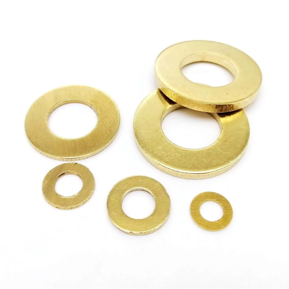 Assortiment de rondelles plates en laiton massif et cuivre, tailles mixtes M2, M2,5, M3, M4, M5, M6, M8