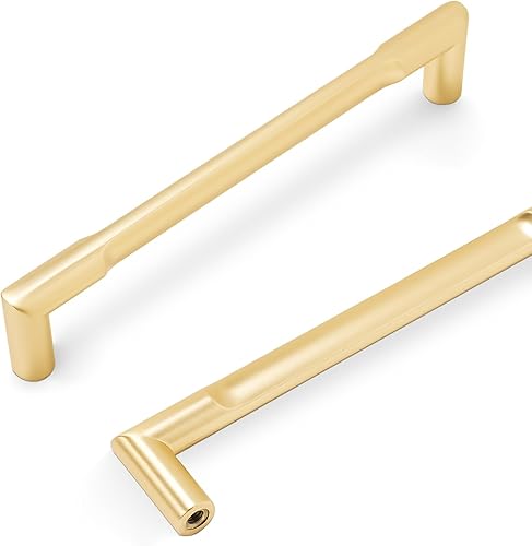 Miniatura 1 de Paquete de 10 manijas de gabinete de cocina de 5 pulgadas, tiradores de gabinete de latón cepillado, tiradores de cajón dorados, accesorios de