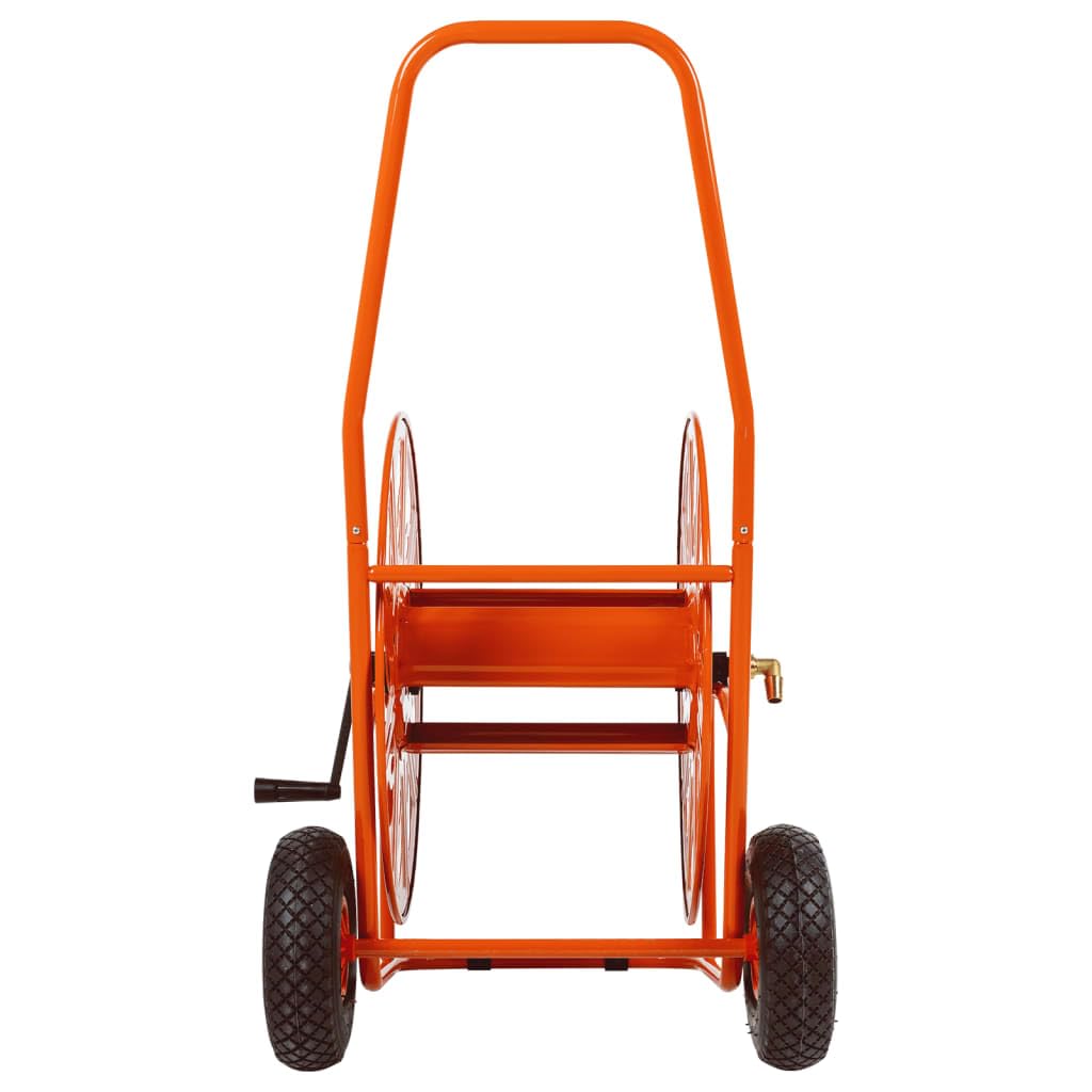 Schlauchwagen 140 m 3/4 Zoll Stahl | Pulverbeschichtete Stahlkonstruktion, drehbare Außentülle, Handkurbel, mit Rädern
