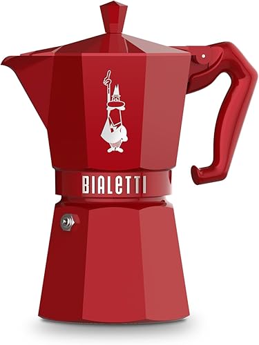 Bialetti Mocha Exclusivo Rojo italiano para 6 tazas, fuego directo (máquina de café, máquina de café espresso, Makinetta)
