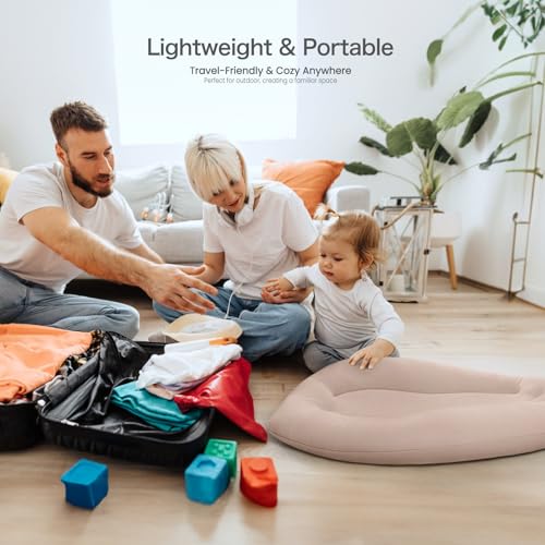 Image of Baby Lounger for Newborn: Skin-Friendly & Breathable | for 0-12 Months Infant Tummy Time Playtime & Diaper Changes - Portable & Lightweight Cushion for New Parents (Sand)