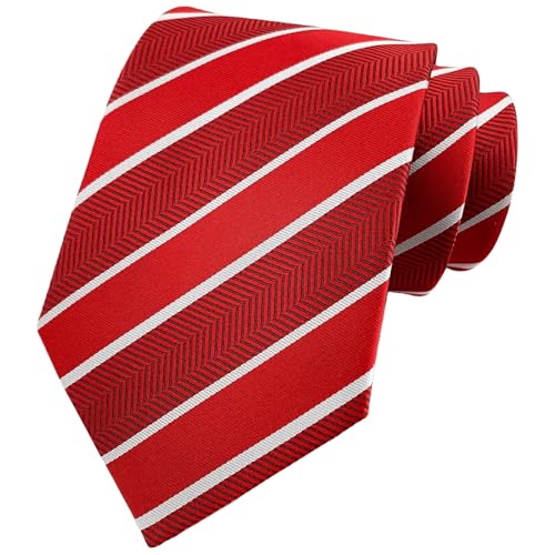 marysgift Krawatten für Herren Rot Stripe Krawatte Jacquard 146cm für Geschäft Hochzeit 8-094 Rot-Stripe