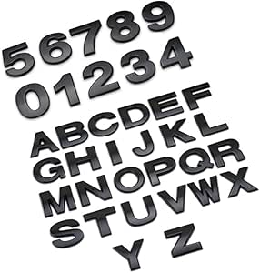 Letras metálicas personalizables para coche, buzón y casa en color negro