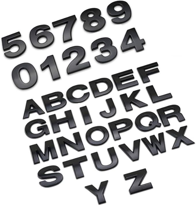 Letras metálicas personalizables para coche, buzón y casa en color negro