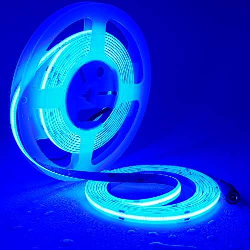 TOPAI 24V COB LED Strip 5M Waterdicht IP65 Blauw 480LEDs/M Egale Verlichting CRI90 Buiten/Binnen Snijbaar Dimbaar Energiezuinige Woonkamer Keukenkast DIY Decoratieve