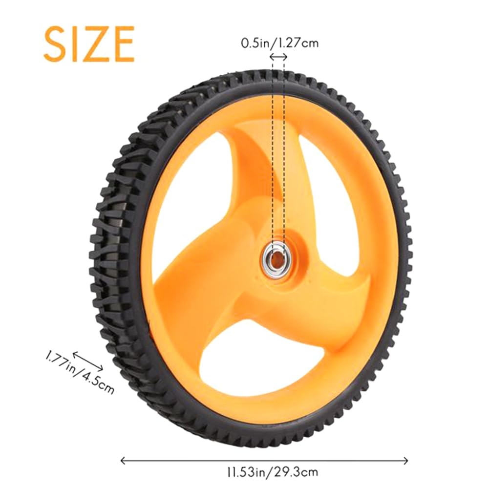 Ruedas traseras de 293 mm para cortacésped Husqvarna, Beelooom, Negro y amarillo, Caucho, 2 unidades