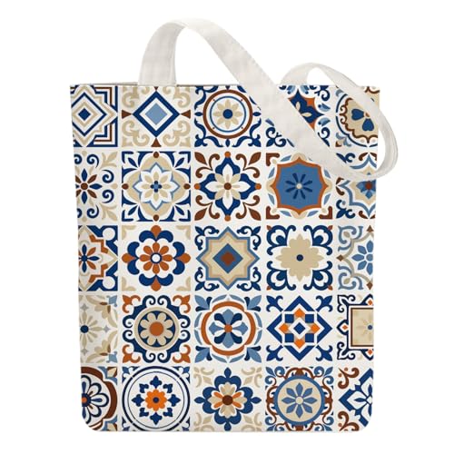 Tote bag femme en toile imprimée sac fourre-tout blanc 38x40 cm