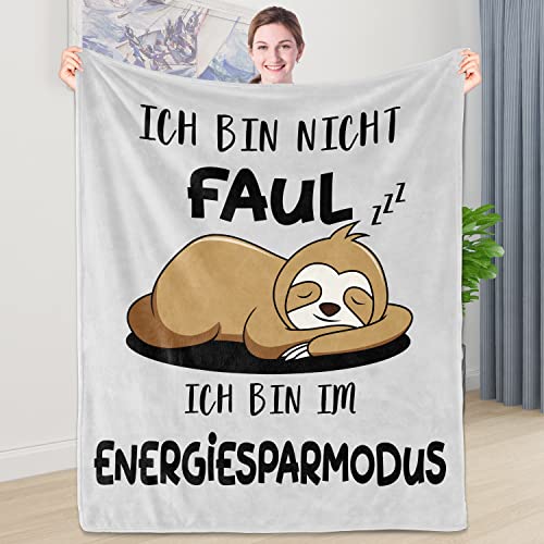 Shoppawhile Faultier Geschenk Lustige Geschenke für Frauen und Männer Faultier Decke 130×150 cm Weihnachten Geburtstag Witzige Geschenke für Freundin Flanell Faultier Kuscheldecke