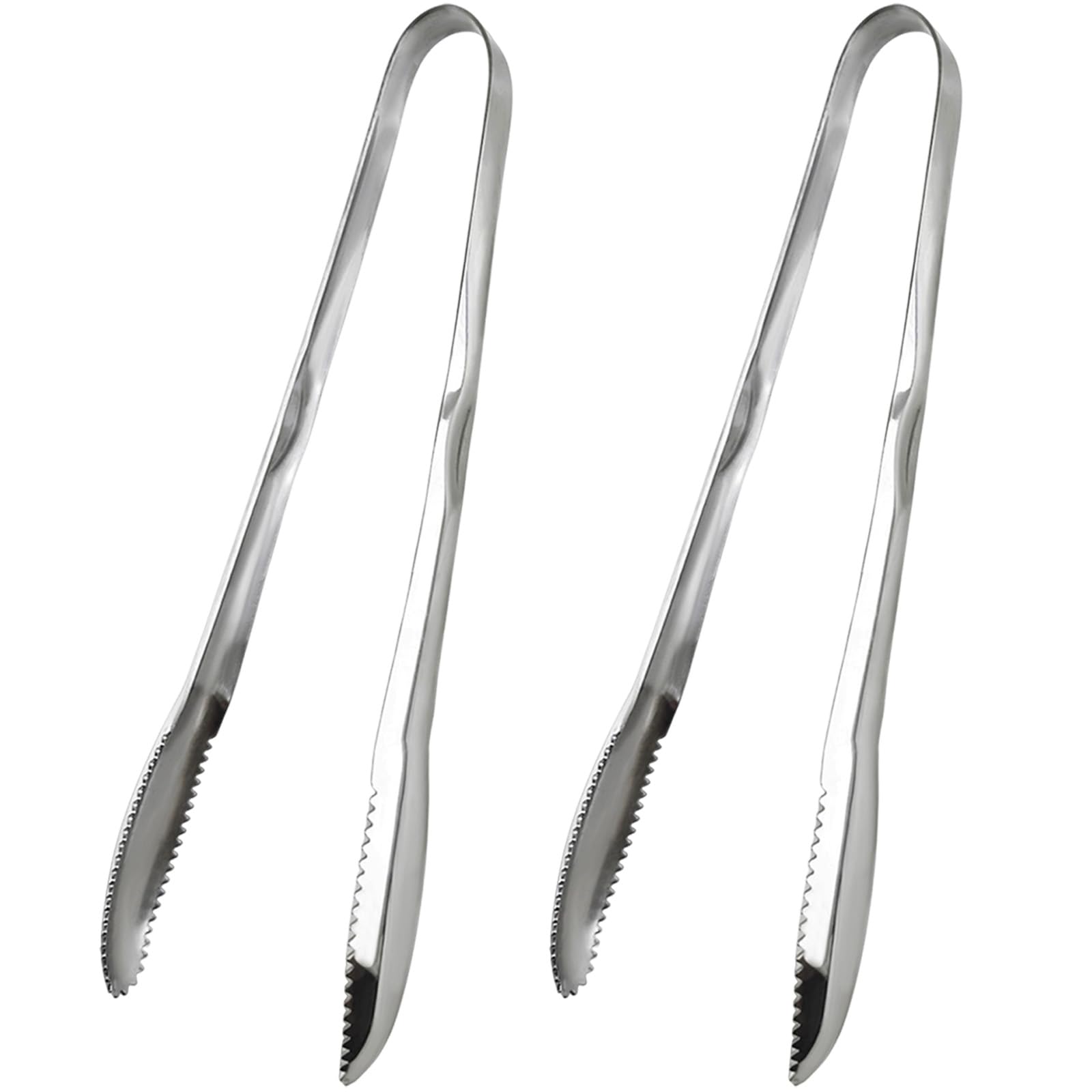 Photo 1 of 2-Pack 9 Inch Stainless Steel Sliver Salad Tongs, Non-slip and Easy Grip Smart Locking Clip Handy Utensil for Cooking, Serving, Barbecue, Buffet, Salad, Ice, Oven