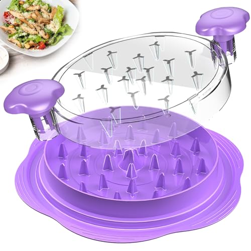 Image of SURETIVIAN Chicken Shredder Tool Twist Large Chicken Breast Shredder with Brush&Fork, Visible Meat Shredder Machine, Anti-Slip Strip, Ergonomic Handle, BPA Free, Suitable for Pork Beef Chicken(Purple)