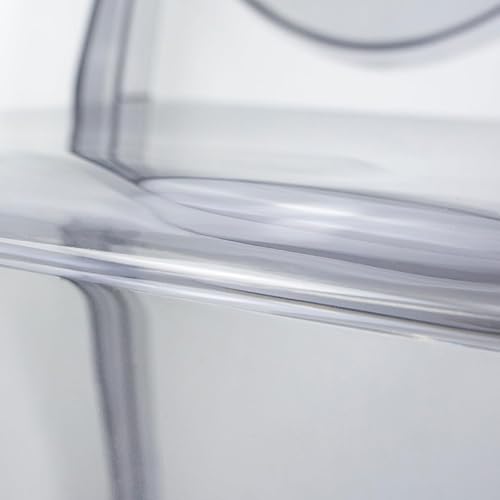 Miniatura 7 de Fohfurniture Juego de 4 sillas transparentes ahumadas, silla fantasma apilable de acrílico, cocina y comedor, silla sin brazos con respaldo circular