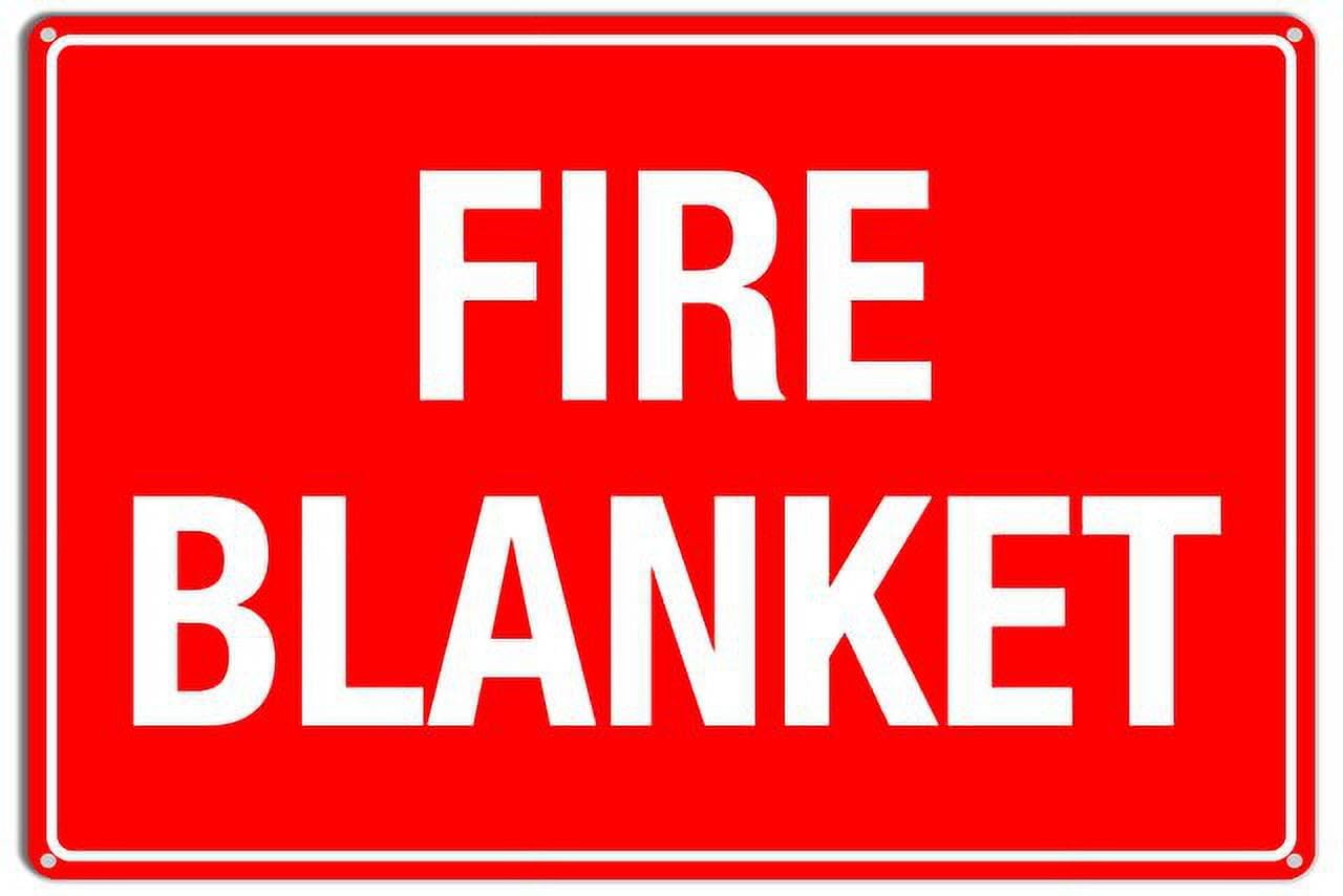 peiyeety Fire Blanket Sign Caution Safety Aluminum Warning Signs Security Tin Signs 12x16 Inches(Green)