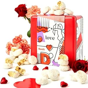 David’s Cookies Ideal Valentines Day Gift for Everyone – 16Oz Butter Pecan Meltaways Cookies with Crunchy Pecans and Powdered Sugar – Premium Fresh Ingredients – Comes with a Lovely Tin Box