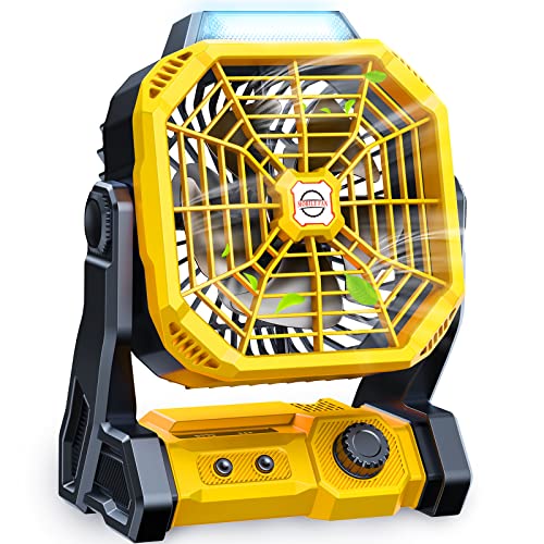 Camping Fan With Led Lantern, 20000Mah 9-Inch Rechargeable Battery Operated Portable Tent Fan With Dual Motor, Quiet And Strong Wind, Hang Hook, Perfect Outdoor Usb Fan For Picnic, Barbecue, Fishing #TOP21