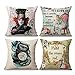 TXSA Alice au Pays des Merveilles Housse Coussin décorative imprimée Housse Coussin pour Housse Coussin canapé Housse Coussin Voiture Maison lit Bureau taie d'oreiller 45 x 45 cm 4 pcs, (112)
