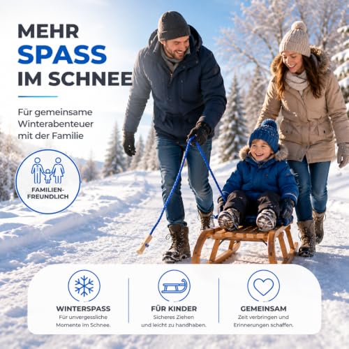 Foto von Schlittenseil blau Seil Zugseil 1,50 mtr - 150 cm Schlaufe Griff Kordel Leine Zugleine für Schlitten & Bonb & Rodeln im Winter, Kinder