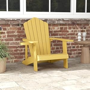 ORALNER Outdoor Adirondack Chair with Cup Holder, Plastic Resin Outdoor Deck Chair, 380 LBS Capacity, for Patio, Backyard, Porch, Balcony, Poolside, Garden, Lawn, Firepit (1, Yellow) ORALNER Outdoor Adirondack Chair with Cup Holder Plastic Resin Outdoor Deck Chair 380 LBS Capacity for Patio Backyard Porch Balcony Poolside Garden Lawn Firepit 1 Yellow