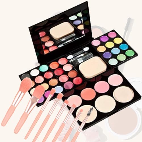 Make-up Palettes, 39 Color Eyeshadow Palette Highly Pigmented Cosmetic Palette, Makeup Palette Set Eyeshadow & Blusher & Face Powder & Lip Gloss Concealer Kit 8Pcs Makeup Brushes Set - Image 3
