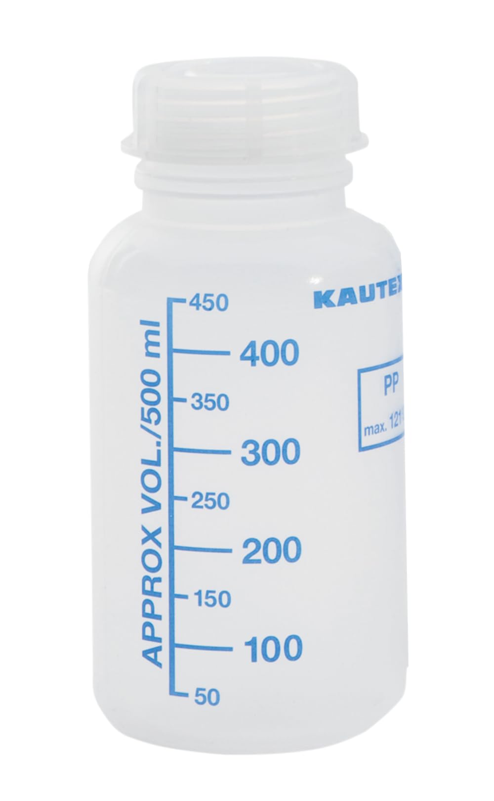 neoLab 1-3252 Wide Neck Bottle with Lid Graduated Autoclavable Polypropylene, 500 ml