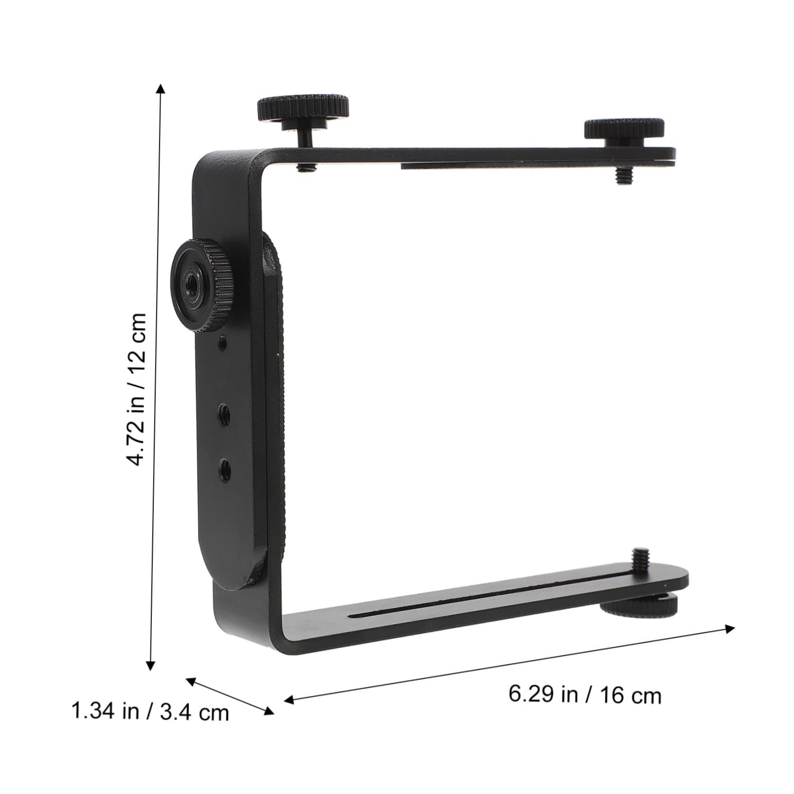 KONTONTY Double L-Bracket Flashlight Mount Flash Light Camera Lamp Base Flashlight Holder Camera Tripod Mount Tripod DSLR Camcorder Speedlight Bracket Camera Tripod Stand Black Metal