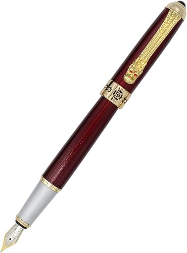 Miniatura 9 de Gullor Pluma estilográfica con convertidor de tinta, clip de dragón dorado, bolígrafo ejecutivo para escritura suave, punta fina, oro