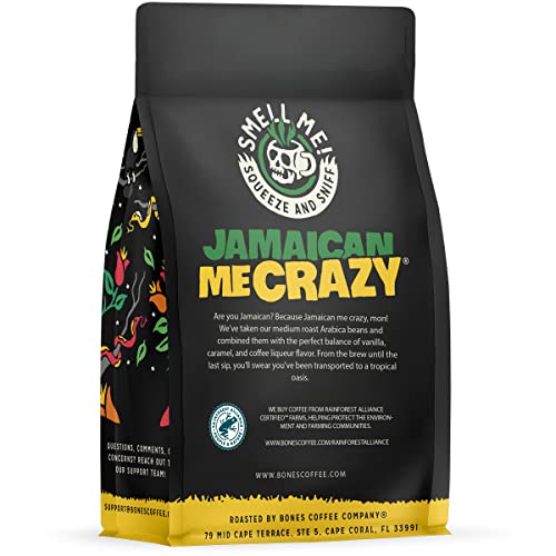 Bones Coffee Company Jamaican Me Crazy Flavored Beans, Medium Roast Ground Coffee Low Acid, Coffee Liqueur Flavor (12 oz) - Image 3