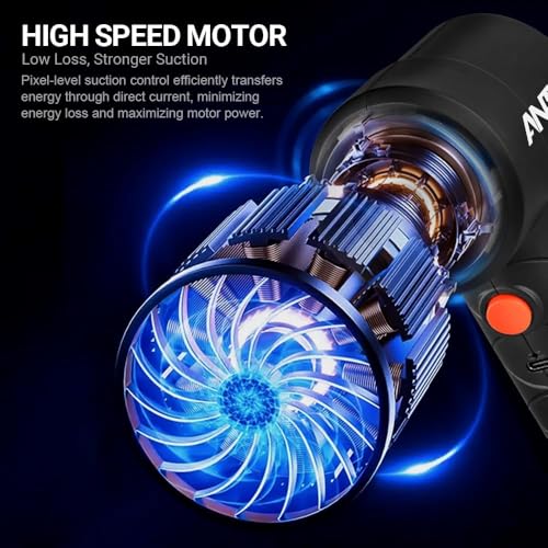 Image of andrew james 6-in-1 Portable Mini Car Vacuum Cleaner with Blower, Window Breaker & Seat Belt Cutter | Cordless Handheld Vacuum Cleaner for Car Use | HEPA Filter, USB Rechargeable