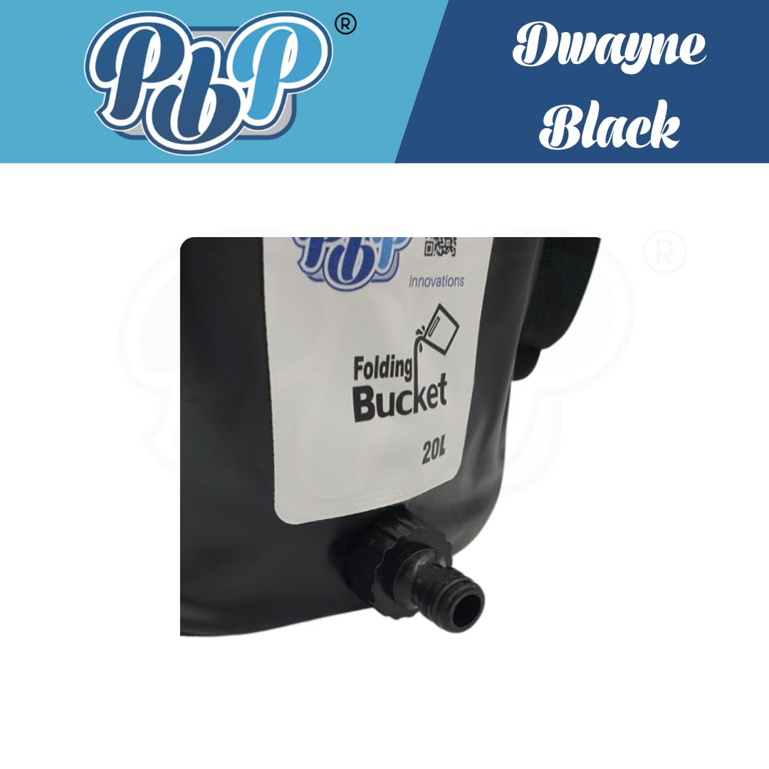 PBP DWAYNE Seau pliable pratique 20 l avec raccord de tuyau rapide (Noir)