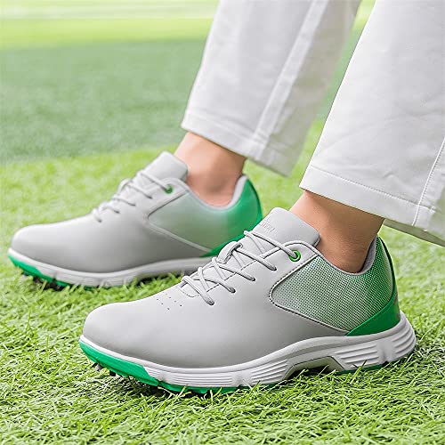 Image of THESTRON Men Golf Shoes Mesh Breathable Breathable Golf Walking Sport Sneakers 7 Spikes Golf Trainers