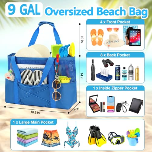 Image of Fammart Large Mesh Beach Bag for Women, Oversized Beach tote Swim Pool Bag