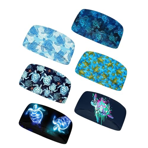 Image of Forchrinse Sunflower with Text Print 6Pieces Sport Sweatband Headband for Soft Elasitc Headband Hair Bands Unisex Outdoor Sport Headbands