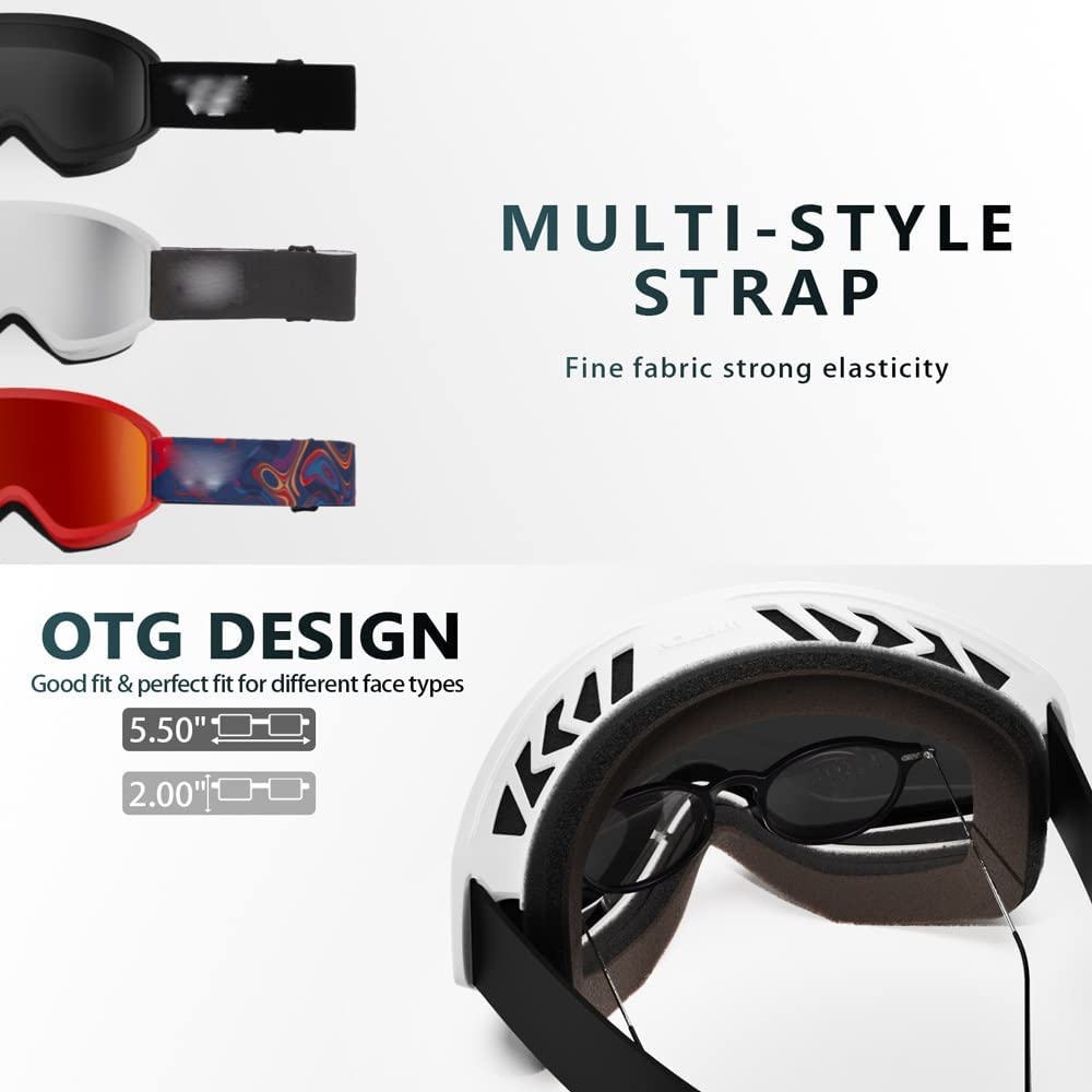 gogle narciarskie Profesjonalne gogle narciarskie Double Layers Lens Anti-fog Okulary narciarskie Narciarstwo Snowboard Gogglesw Gogle Mężczyźni Kobiety gogle narciarskie (Kolor: E) (D)