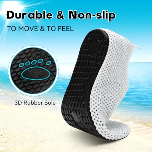 Women's Water Shoes Adult Beach Pool Swim Shoes Men White Barefoot Aqua Shoes Lightweight Yoga Shoes for Women Summer Shoes Sandals Rubber Size - Image 4