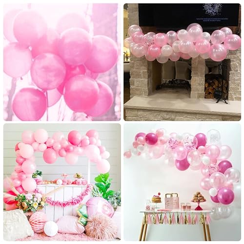 Image of Pearl Pink Balloons - 100 PCS Small Mini Helium Latex Soft Macaron Balloons for Baby Pink Birthday Decorations